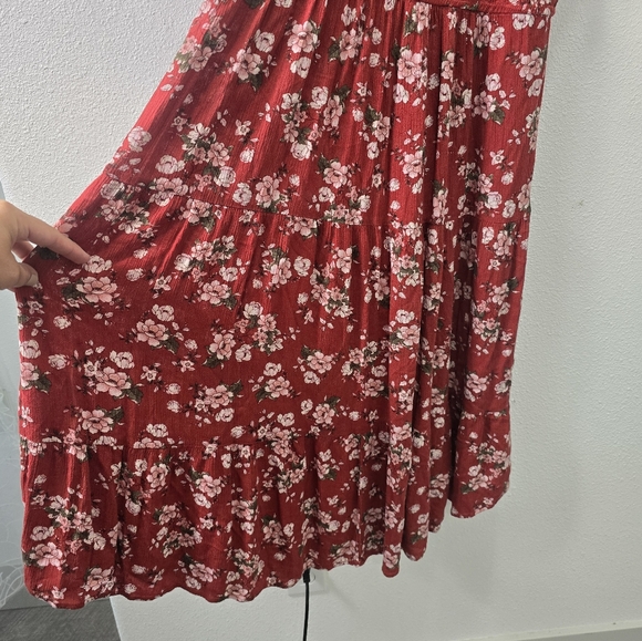 Floral Puff-Sleeve Midi Dress Womens L size - Picture 4 of 10